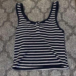 Black & White striped crop